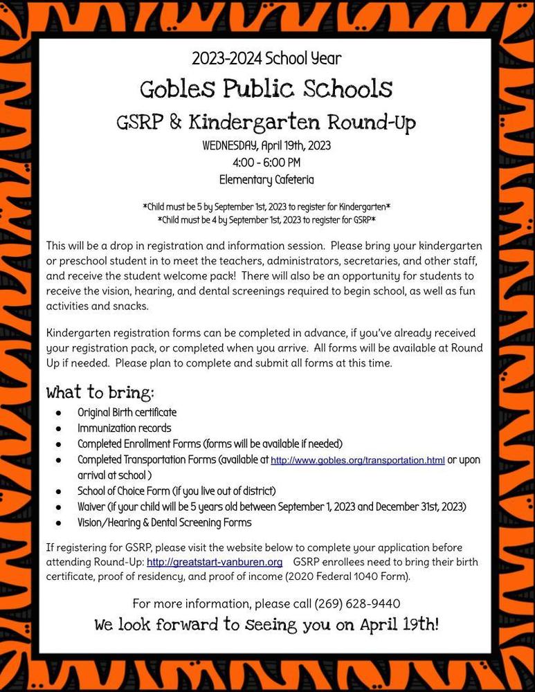 GSRP & Kindergarten Round-Up Flyer