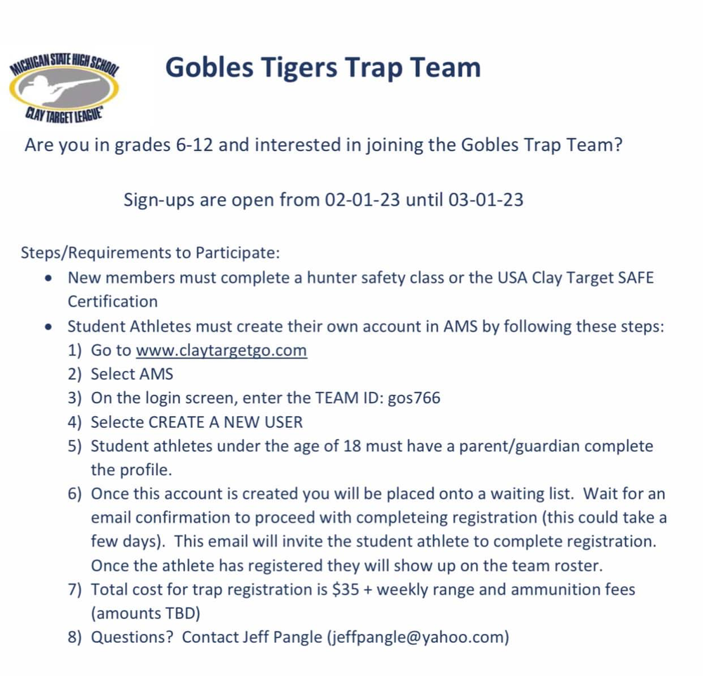 Gobles Tigers Trap Team